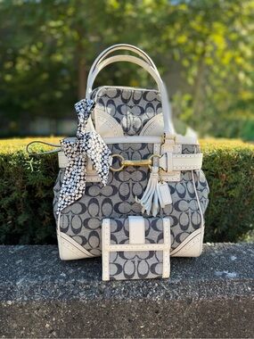 Coach Wallet + Pouch Signature Denim Canvas Hampton Satchel 10507